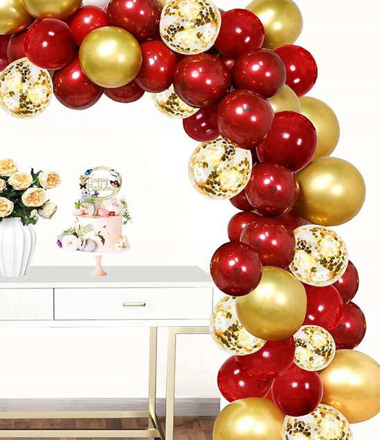Zestaw balonów czerwono-złotych z konfetti 30 szt. – dekoracja