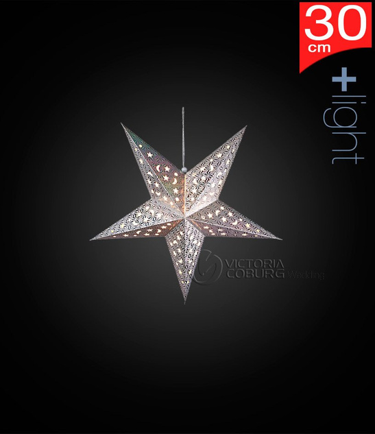 Lampion Gwiazda 30 cm Srebrny – Dekoracja Świąteczna, Ozdoba Wisząca
