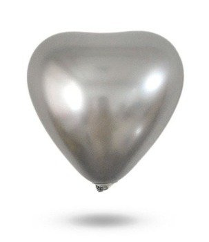 Balon SERCE METALICZNY 20 szt.- srebrny