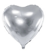 Balon foliowy metalizowany SERCE 61 cm – srebrny, dekoracja na ślub