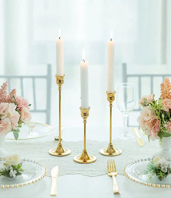 Świeczniki metalowe złote GLAMUR 3szt - 26cm
