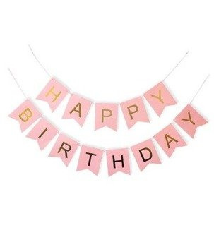 Girlanda papierowa baner - HAPPY BIRTHDAY - róż