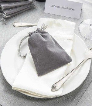 Woreczek welurowy 9x12cm - szary