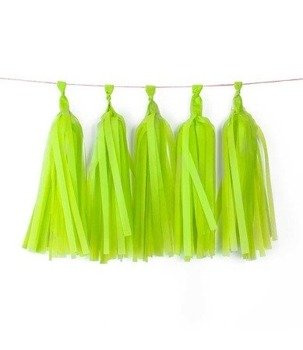 GIRLANDY frędzle z bibuły 5 szt. - zielony jasny