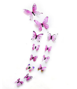 Naklejki 3D MOTYLKI Różowe, 12 szt., dekoracja wnętrz i ogrodów