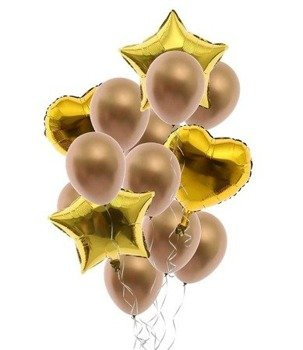 Balony metaliczne złote ZESTAW - 14szt 