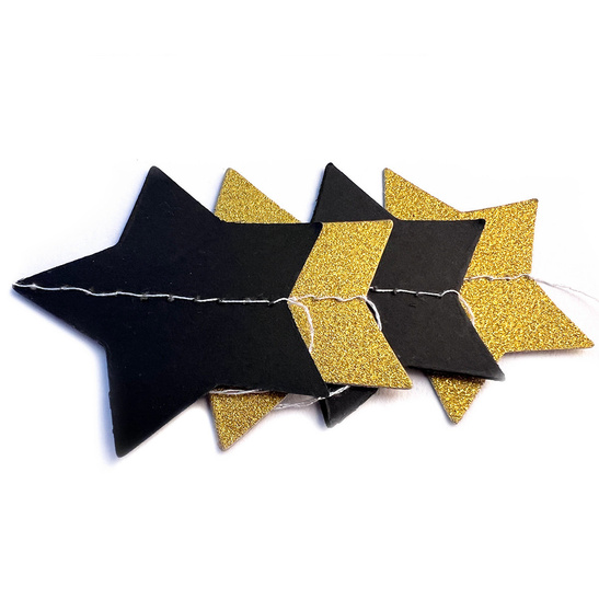 Girlanda papierowa GWIAZDKI czarno-złote 2M