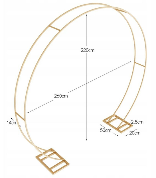 Koło metalowe ŁUK podwójny do dekoracji – 260 cm na wesela i inne wydarzenia