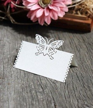 Wizytówki winietki MOTYL LASER biały 10szt.