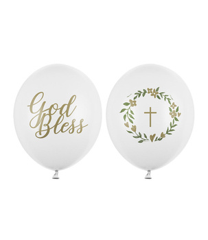 Balony 30cm Chrzest Komunia Święta białe  - 50szt.