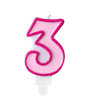 Świeczka urodzinowa różowa cyferka 3 trzy