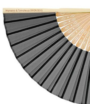 Wachlarz jedwabny z PERSONALIZACJĄ - czarny