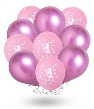 Balon zestaw urodzinowy METALICZNE - różowy