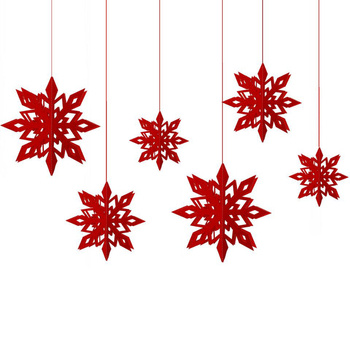 Papierowe Płatki Śniegu 3D, Czerwone, 6 szt. – Świąteczna Dekoracja