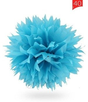 Pompon z bibuły KULA 40cm - niebieski