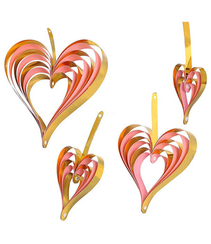 Dekoracje Złoto-Różowe Serca Papierowe Zestaw 4 Szt. 10-25cm Rocznica Ślub