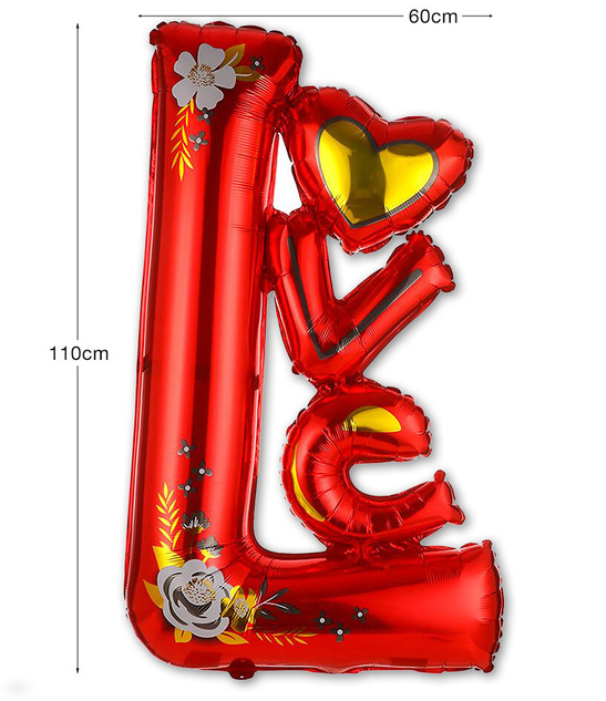 Balon foliowy napis LOVE 110cm - czerwony