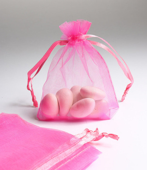 Woreczek z organzy 7x9cm - różowy