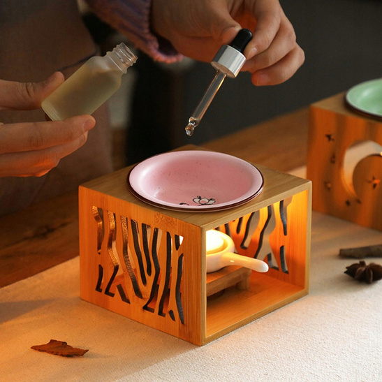 Kominek do Aromaterapii Bambusowy Drewniany na Olejki