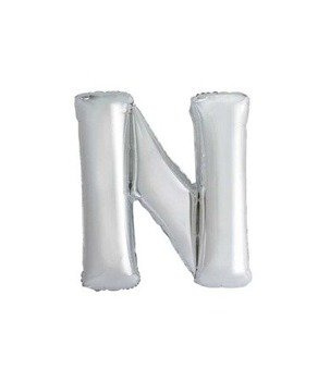 Balon foliowy 40cm - srebrna litera N