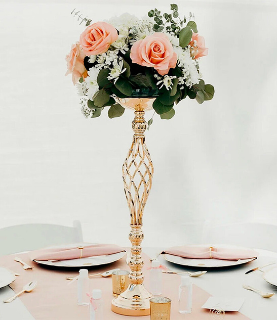 Stojak na kwiaty złoty KIELICH kwietnik 52cm