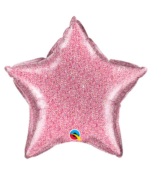 Balon foliowy Gwiazda Brokatowa różowy 51 cm – dekoracja Qualatex