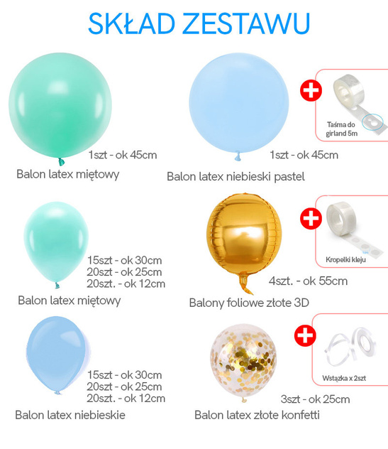 Zestaw do tworzenia GIRLANDY BALONOWEJ 119szt.