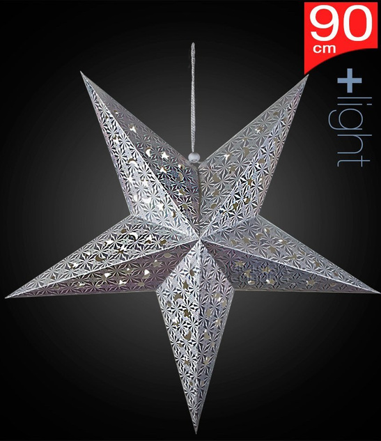 Lampion Gwiazda 90 cm Srebrny – Dekoracja Świąteczna, Ozdoba Wisząca