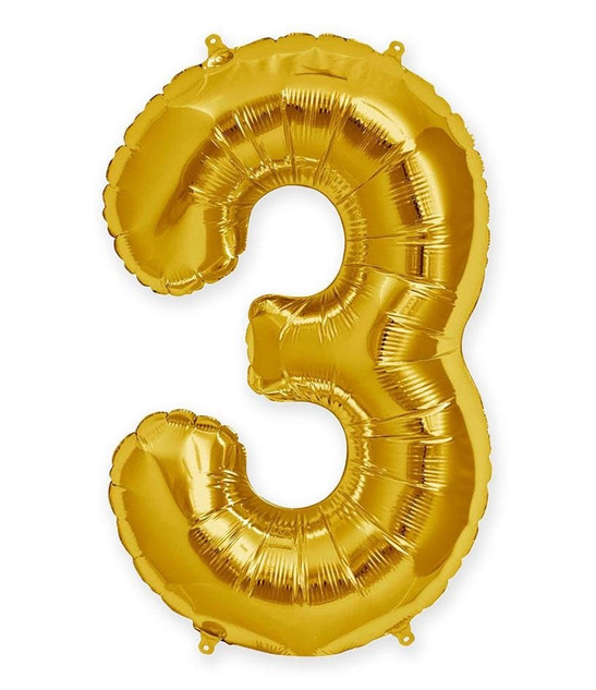 Balon foliowy 100cm - złota cyfra 3