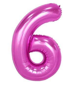 Balon foliowy 100cm - różowa cyfra 6