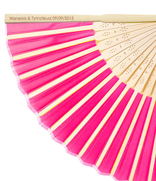 Wachlarz jedwabny z PERSONALIZACJĄ - fuksja