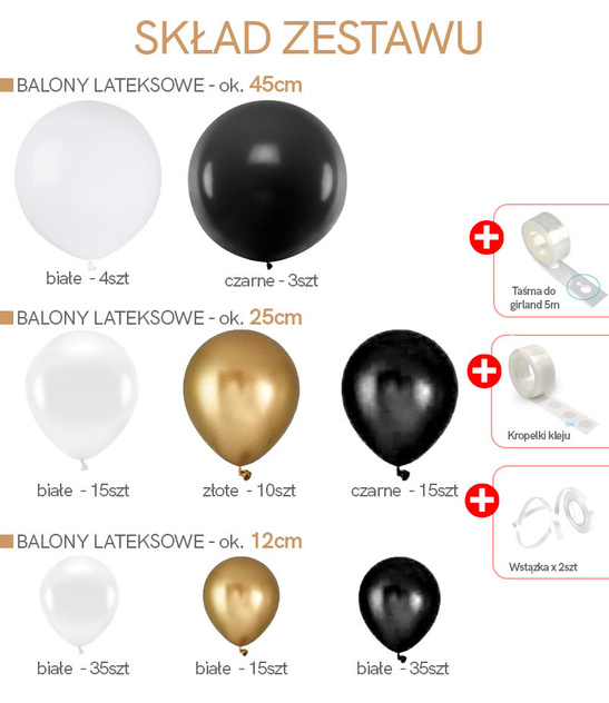 Zestaw do tworzenia GIRLANDY BALONOWEJ 136szt.