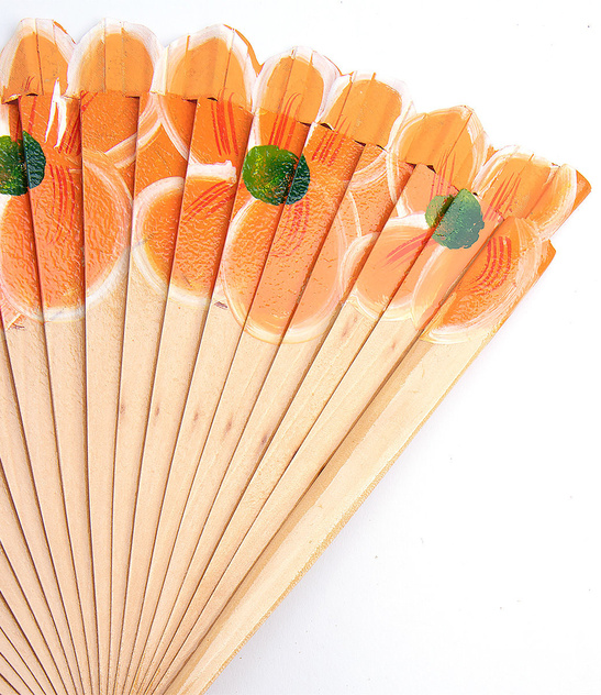 Wachlarz Flamenco kwiaty Pomarańcz Ręcznie Malowany, 21cm, Hiszpański