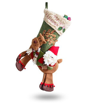 Skarpeta na prezenty Renifer z Mikołajem 24x42 cm dekoracja świąteczna