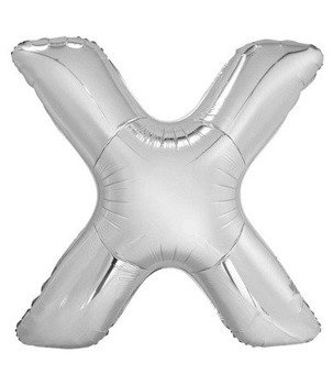 Balon foliowy 100cm - srebrna litera X
