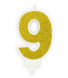Świeczka urodzinowa złoty brokat cyfra 9 dziewięć