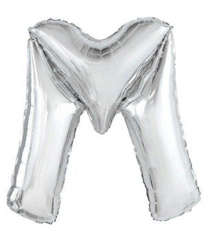 Balon foliowy 100cm - srebrna litera M