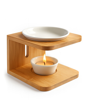 Kominek bambusowy z ceramiką do aromaterapii – na olejki i woski zapachowe