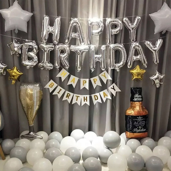 Balony foliowe napis HAPPY BIRTHDAY złoty 40cm