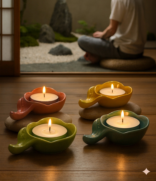 Świecznik Ceramiczny Liść Zielony na Tealight 4cm / Miseczka Sosjerka