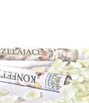 Tuba strzelająca KONFETTI 60cm PŁATKI RÓŻ- ecru