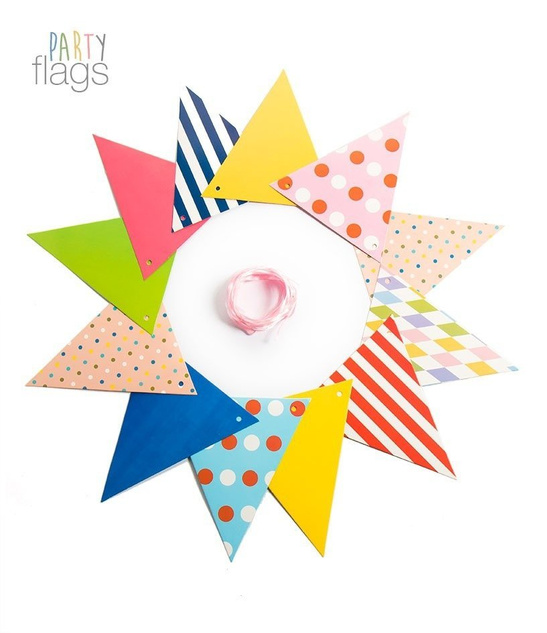 GIRLANDA baner chorągiewki 12szt. 4m - MIX