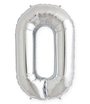 Balon foliowy 100cm - srebrna cyfra 0
