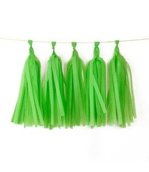 GIRLANDY frędzle z bibuły 5 szt. - zielone