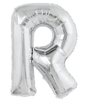 Balon foliowy 100cm - srebrna litera R