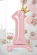 Balon foliowy stojący 84cm - różowa cyfra 1