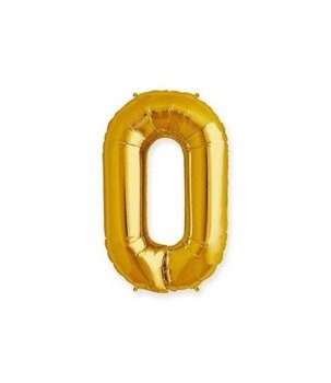 Balon foliowy 40cm - złota cyfra 0