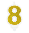 Świeczka urodzinowa złoty brokat cyfra 8 osiem