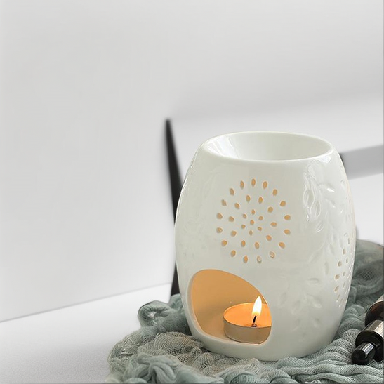 Kominek ceramiczny biały do aromaterapii 12,5 cm szkliwiony dekoracyjny