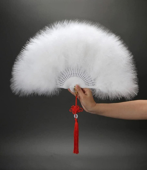 Puszysty Wachlarz z Piór Marabuta duży - biały